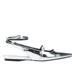 MaxMara SportMax Silver Pointed Ballet Flats, size 38/6.5
